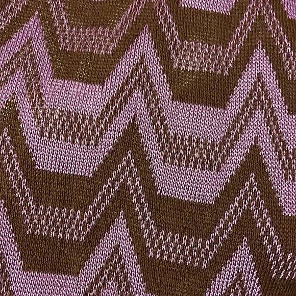 Missoni Foulard Vintage Knit Purple Brown Striped Chevron Scarf - Picture 6 of 11